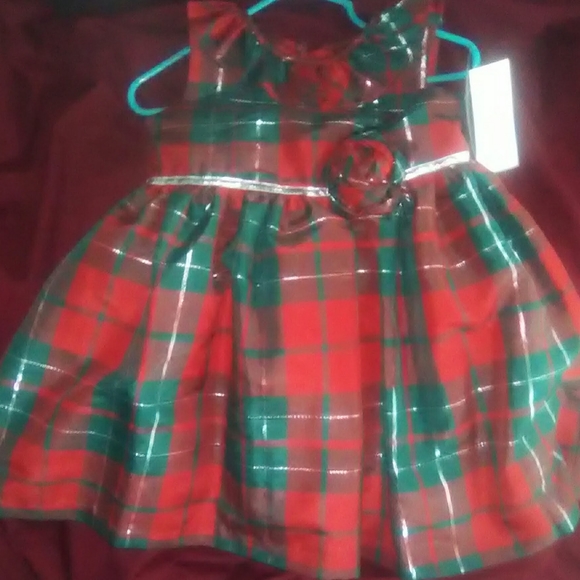 Laura Ashley 2t red green and sliver girl dress